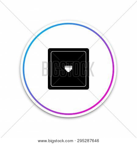 Ethernet Socket Sign. Network Port - Cable Socket Icon Isolated On White Background. Lan Port Icon. 