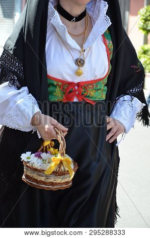 Folk Of Sardinia, Detail Of A Traditional Sardinian Costume