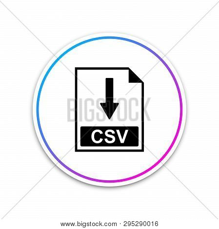 Csv File Document Icon. Download Csv Button Icon Isolated On White Background. Circle White Button. 