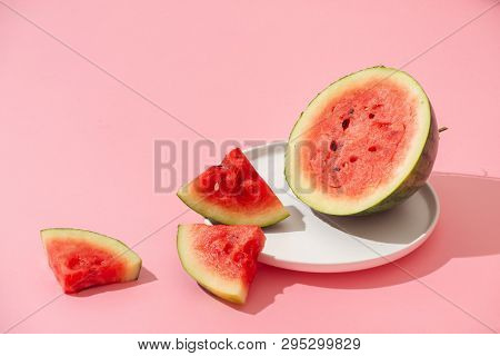 Watermelin Jiuce On The Pink Background - Image