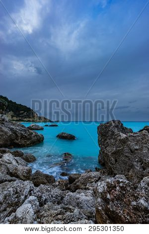 Agios Nikitas beach in Lefkas island Greece