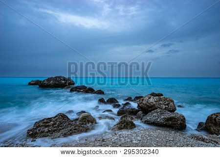 Agios Nikitas beach in Lefkas island Greece