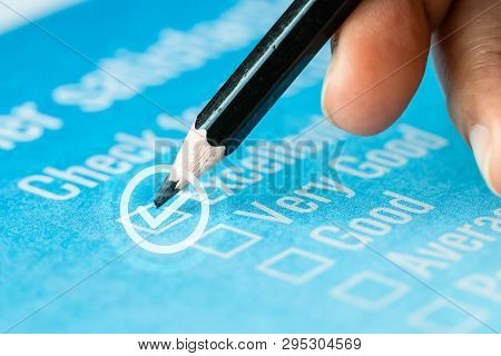 Customer Checklist Survey Exellent Form For Feedback Satisfaction Mark Over Application Blue Forms D
