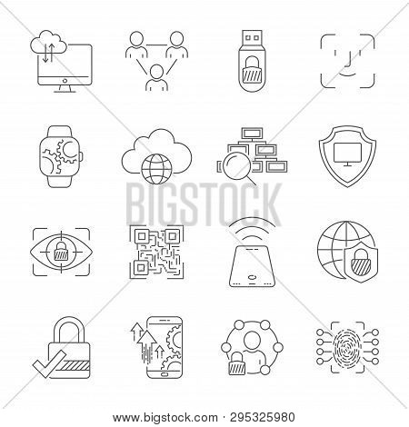 Personal Data Protection Icons, Secure Account Login, User Interface Login, Face Recognition, Site A