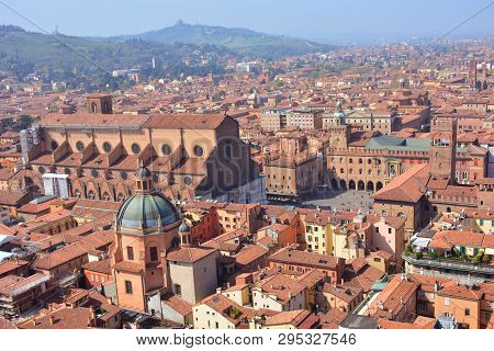 Panoramic View Of Bologna City From Tower Asinelli, Emilia-romagna, Italy