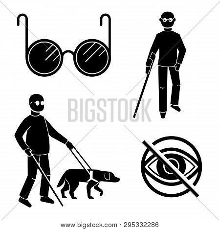 Blind People Icons Set. Simple Set Of Blind People Icons For Web Design On White Background