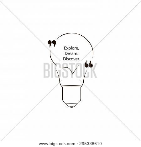 Outline Light Bulb. Linear Idea Quote. Creative Note, Message Qoute