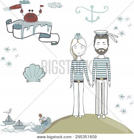 Sailor Man Woman Clip Art Navigator Submariner Captain People Sea Ocean Celebration Weeding Greeting