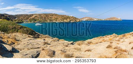 Chrysopigi Bay With The Main Beach Of Apocofto With Amazing Turquoise Waters. Sifnos Island, Cyclade
