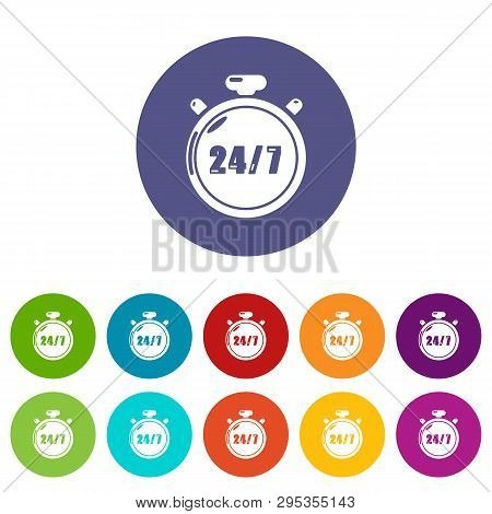 Stopwatch Icons Color Set For Any Web Design On White Background