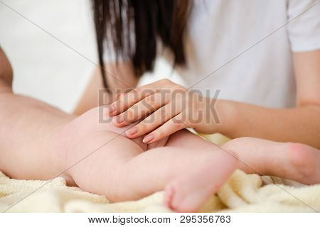 Woman Caress Touch Baby Butt Close Up