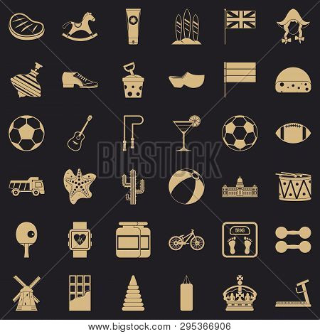 Ball Icons Set. Simple Style Of 36 Ball Icons For Web For Any Design