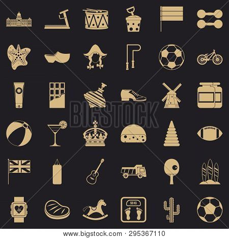 Flsg Icons Set. Simple Style Of 36 Flsg Icons For Web For Any Design