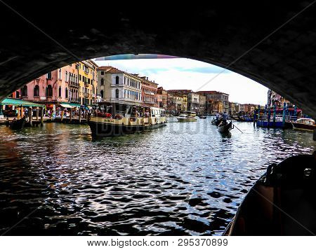 Vaporetto In Venice Italy. Interesting Photo Of Travel In Venice.