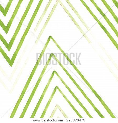 Green Watercolor Abstract Geometric Zigzag Seamless Patterb