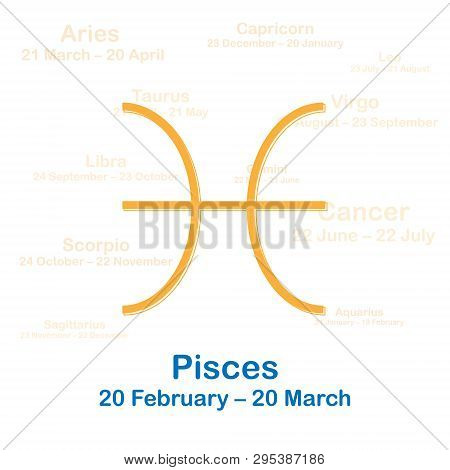 Zodiac Sign Pisces. Vector Illustration On White Background.
