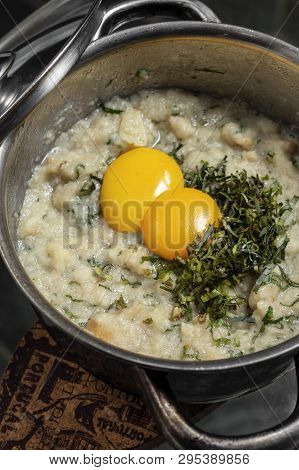 Acorda De Marisco Portuguese Traditional Seafood  Bread And Egg Rustic Stew Soup