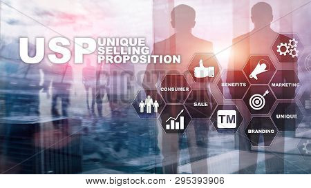 Ups - Unique Selling Propositions. Business And Finance Concept On A Virtual Structured Screen. Mixe