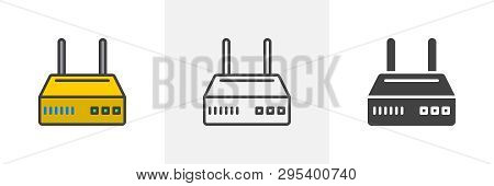 Internet Router Icon. Line, Glyph And Filled Outline Colorful Version, Wi-fi Modem Outline And Fille