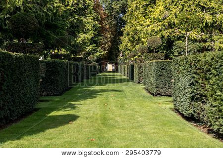 Eyrignac, France - September 2, 2018: The Picturesque Jardins Du Manoir D Eyrignac In Dordogne. Fran