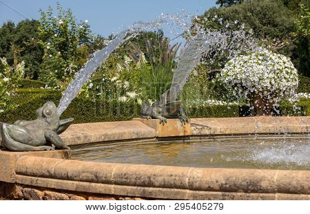 Eyrignac, France - September 2, 2018: White Garden In The Picturesque Jardins Du Manoir D Eyrignac I