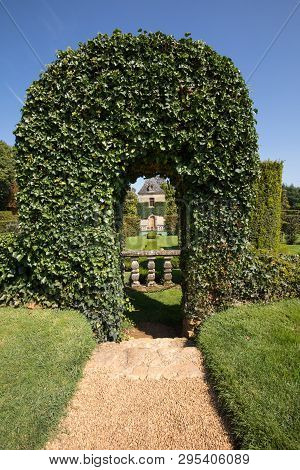 Eyrignac, France - September 2, 2018: The Picturesque Jardins Du Manoir D Eyrignac In Dordogne. Fran