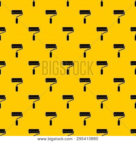 Paint Roller With Paint Pattern Seamless Vector Repeat Geometric Yellow For Any Design