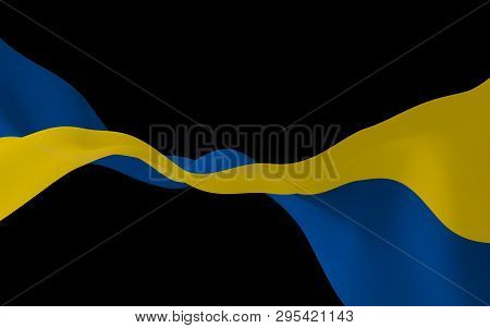 The Flag Of Ukraine On A Dark Background. National Flag And State Ensign. Blue And Yellow Bicolour. 