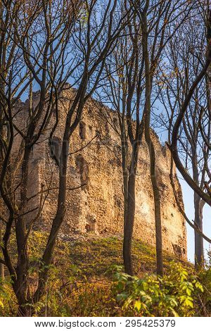 Landscape With Ruin Of Medieval Castle The Povazsky Hrad, Slovakia, Europe.