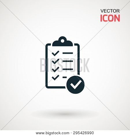 Checklist Icon. Declarations Linear Icon. Flat Illustration Of Clipboard With Checklist.