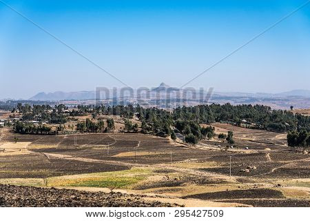 Landscape View Between Gondar And The Simien Mountains, Ethiopia, Africa