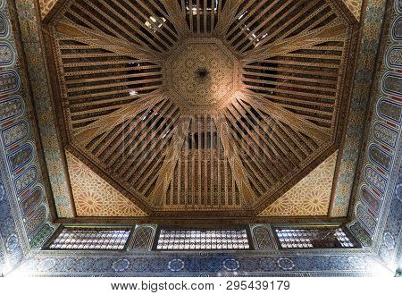 Marrakesh, Morocco - Jan 20: Moroccan Architecture Traditional Arabian Design - Rich Riyad Dar Si Sa
