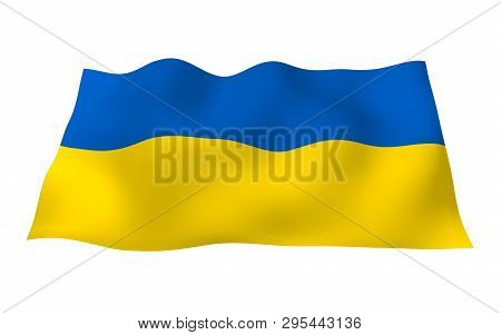The Flag Of Ukraine On A White Background. National Flag And State Ensign. Blue And Yellow Bicolour.