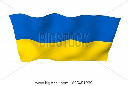 The Flag Of Ukraine On A White Background. National Flag And State Ensign. Blue And Yellow Bicolour.