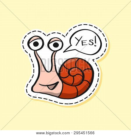 Snail Sticker. Funny Emoji. Nature Character. Cartoon. Icon, Element, Design, Card, Gift, Textile, L