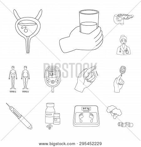 Isolated Object Of Mellitus And Diabetes Logo. Set Of Mellitus And Diet Stock Symbol For Web.