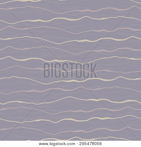 Hand-drawn Cream Grey Horizontal Doodle Lines With Painterly Effect. Seamless Vector Pattern On Past