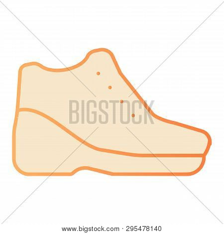Warm Shoes On Platform Flat Icon. Autamn Shoes On Heels Orange Icons In Trendy Flat Style. Footwear 