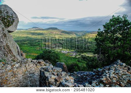 A Landscape View From The Great Zimbabwe Ruins In Zimbabwe.
