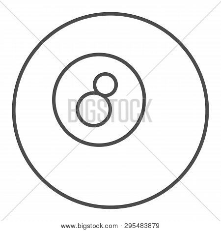 Billiard Ball Thin Line Icon. Pool Ball Vector Illustration Isolated On White. Game Outline Style De