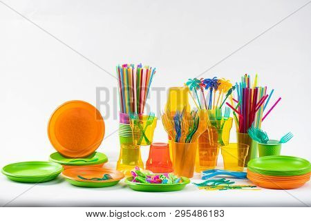 Plastic Kit Of Disposable Cutlery And Utilities Made Of Cheap Material