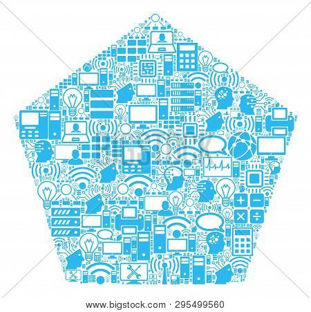 Filled Pentagon Composition Icon Combined For Bigdata And Computing Illustrations. Vector Filled Pen