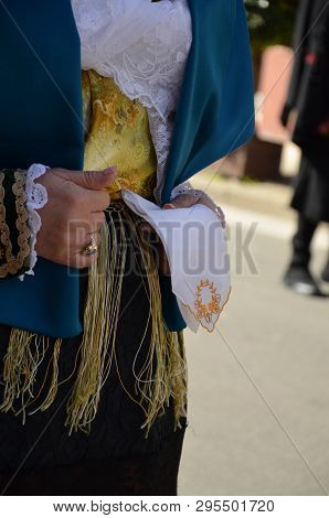 Folk Of Sardinia, Detail Of A Traditional Sardinian Costume