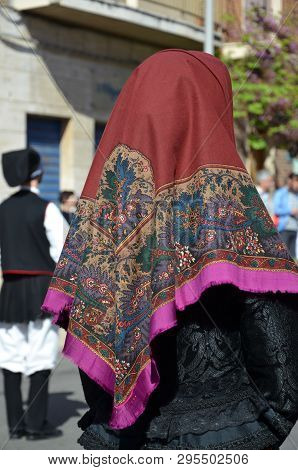 Folk Of Sardinia, Detail Of A Traditional Sardinian Costume