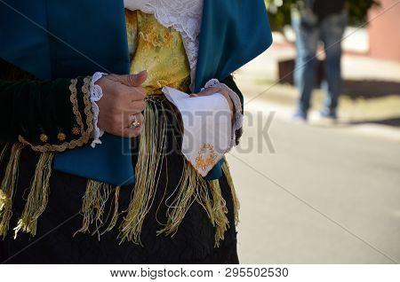 Folk Of Sardinia, Detail Of A Traditional Sardinian Costume