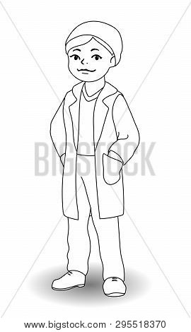 Children Illustration With A Surgeon Girl.