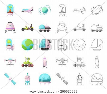 Vector Illustration Of Mars And Space Icon. Set Of Mars And Planet Vector Icon For Stock.
