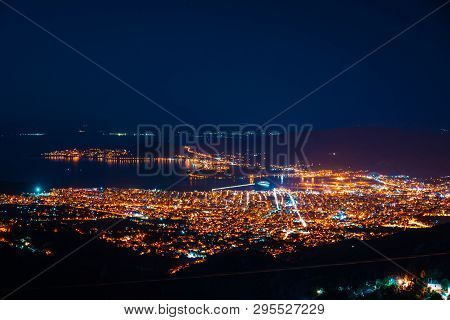 Panorama Of The Night City Top View.