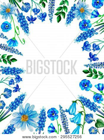 Watercolor Flower, Floral Illustration, Leaf And Buds, Composition Layer Path, Seamless Background F