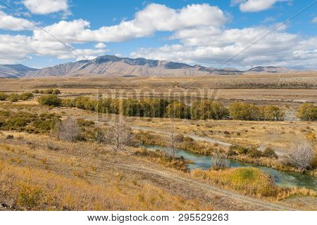 Mackenzie Country With Tekapo River In Autumn, South Island, New Zealand